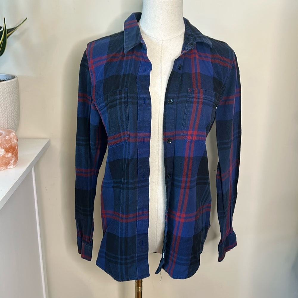 Vans Off the Wall Flannel Button up Plaid Top Long Sleeve Small